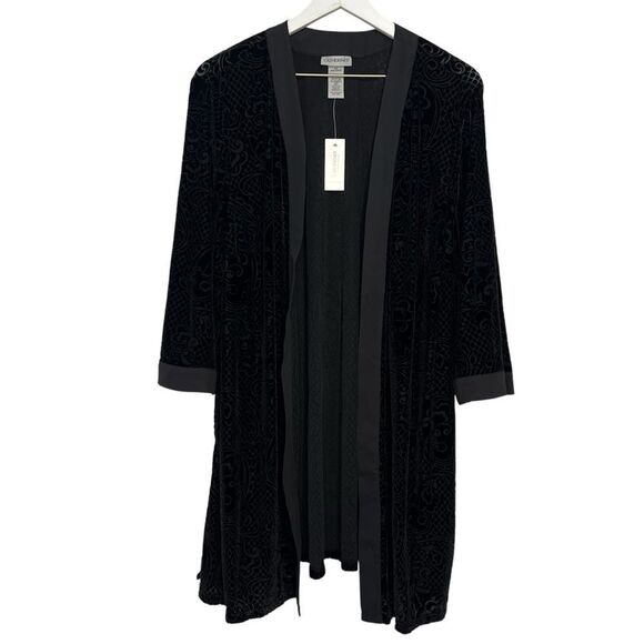 Catherines Other - Catherines Black Velvet Robe Womens 2X 22/24 Open Front Kimono Sleeve $70